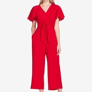Tahari Flutter-Sleeve Cropped-Leg Jumpsuit